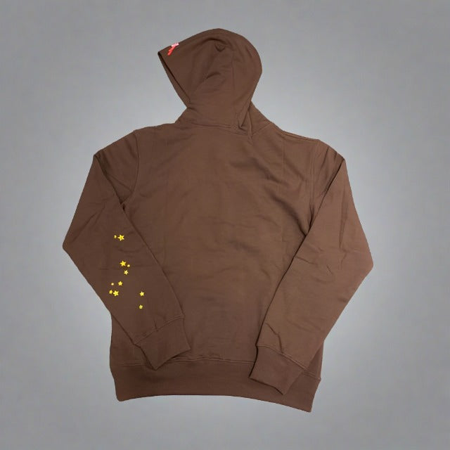 555 Spider Worldwide Hoodie Brown&Pink